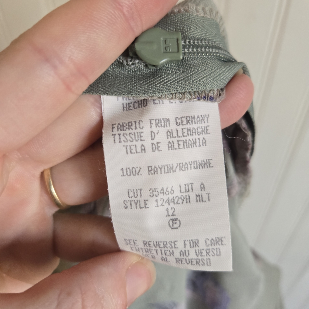 Carole Little Vintage 90's Sage Green Floral V-Neck A-line Maxi Dress - Picture 4 of 11